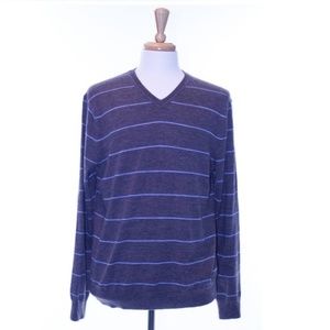 Banana Republic Sweater V Neck Gray Striped L/S L